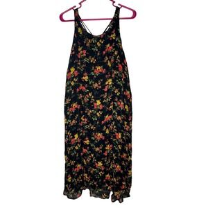 April Cornell Womens Dark Floral Midi Dress Sz M Sleeveless Boho Whimsical Fairy
